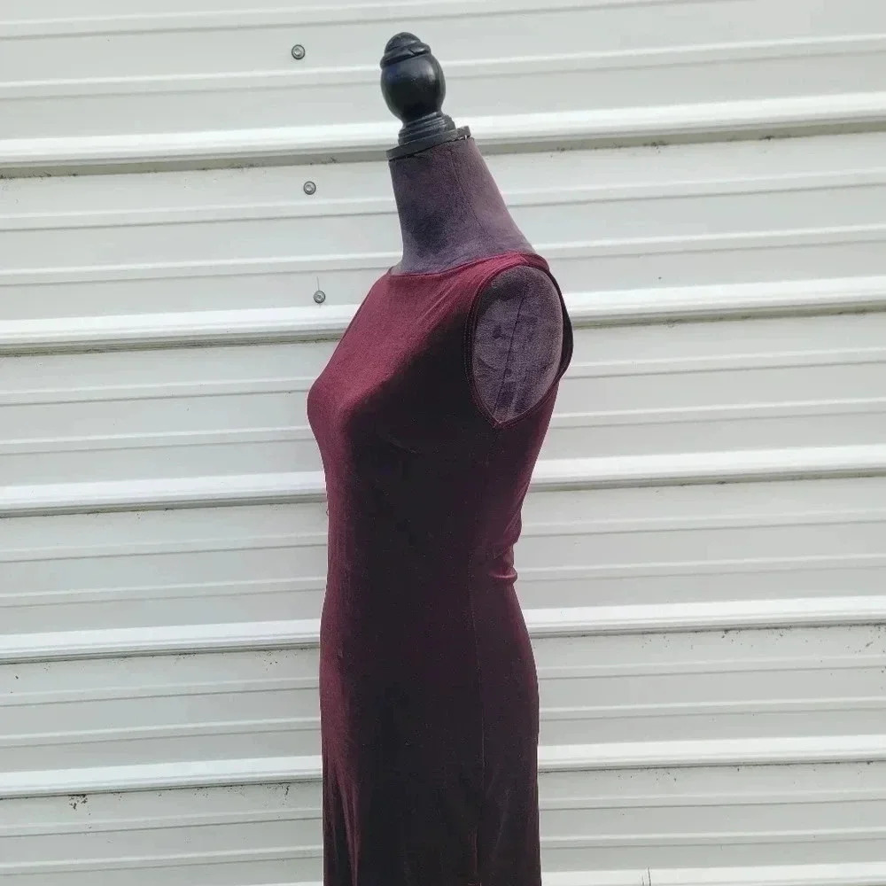 S&G Sac See Girl Soft Velvet Sleveless Burgundy Red Dress Womens Sz S - Picture 4 of 8